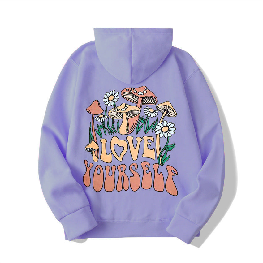 Oversize Loose Mushroom Slogan Hoodie