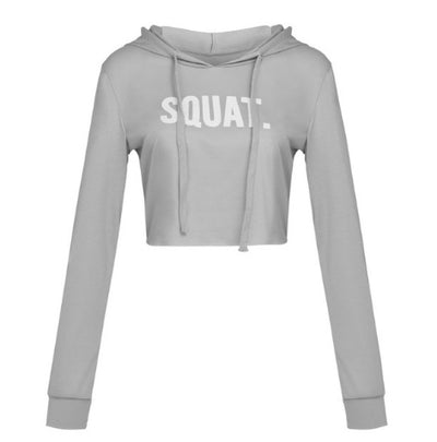 Women Fashion Active Hoodies Long Sleeve Crop Top Letter Print Loose Hooded