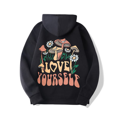 Oversize Loose Mushroom Slogan Hoodie