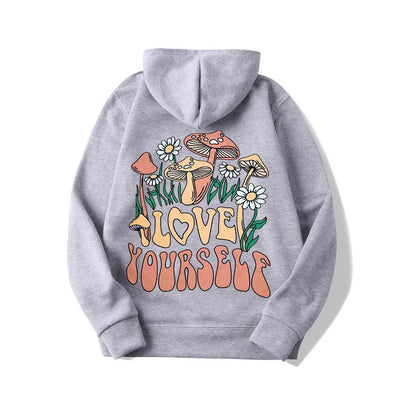 Oversize Loose Mushroom Slogan Hoodie