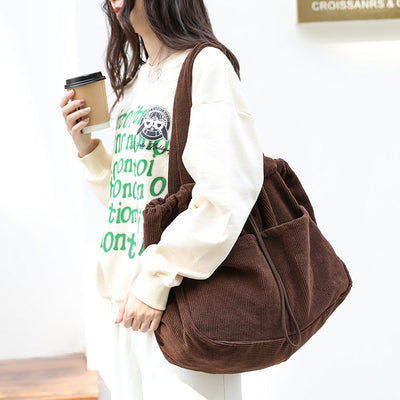 Ins Corduroy Multi-Pocket Shoulder Bag