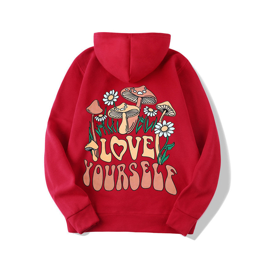 Oversize Loose Mushroom Slogan Hoodie