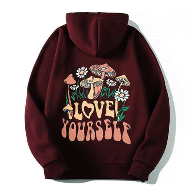 Oversize Loose Mushroom Slogan Hoodie