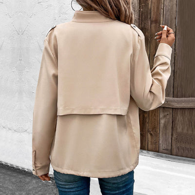 Chaqueta de mujer de color liso con cuello alto