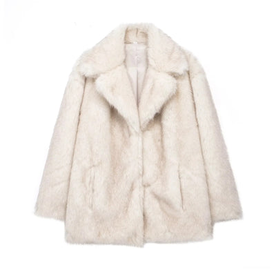 Fur Jacket Suit Collar Loose Fur Coat Mid-length Plus Size