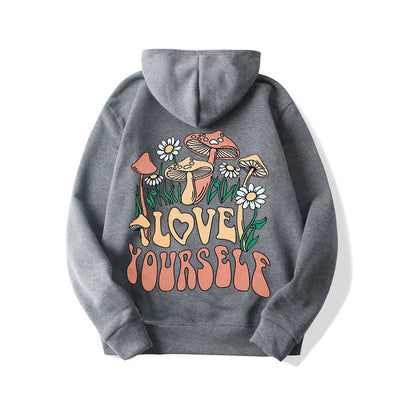 Oversize Loose Mushroom Slogan Hoodie