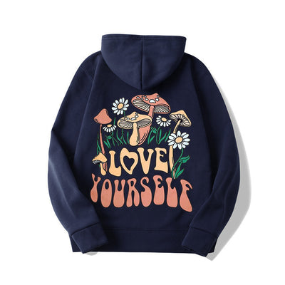 Oversize Loose Mushroom Slogan Hoodie