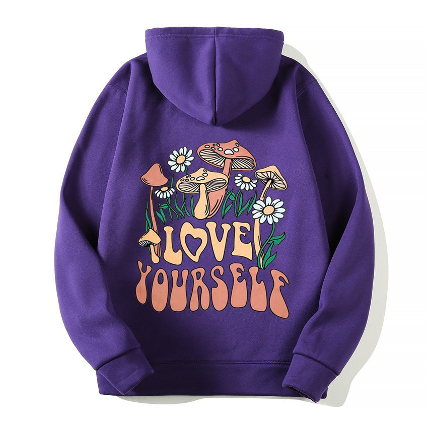 Oversize Loose Mushroom Slogan Hoodie