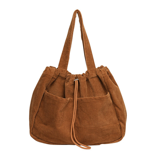 Ins Corduroy Multi-Pocket Shoulder Bag