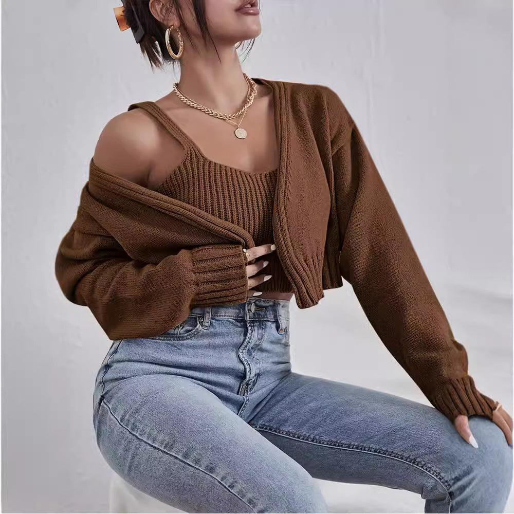 Top Anzug Sling Kleiner Pullover Kurzmantel