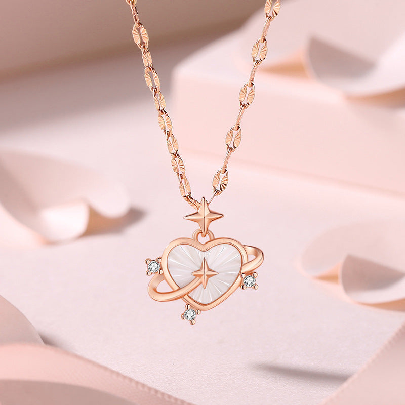 Rose Gold Heart-shaped Fritillary Clavicle Chain Jewelry