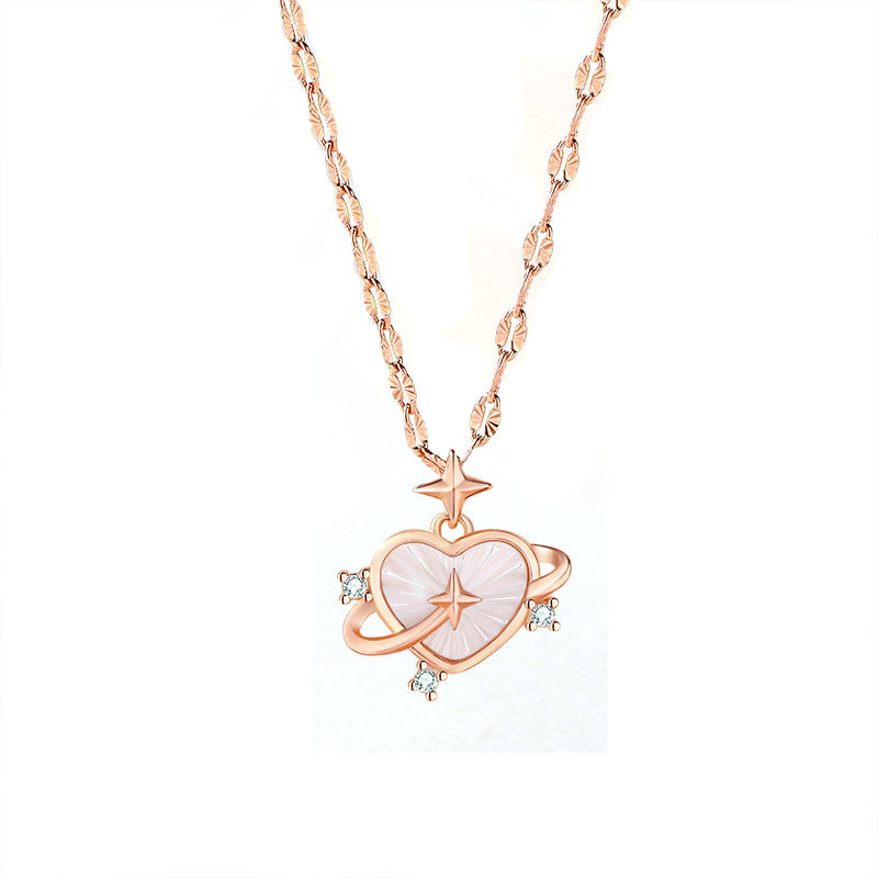 Rose Gold Heart-shaped Fritillary Clavicle Chain Jewelry