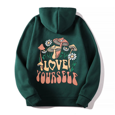 Oversize Loose Mushroom Slogan Hoodie