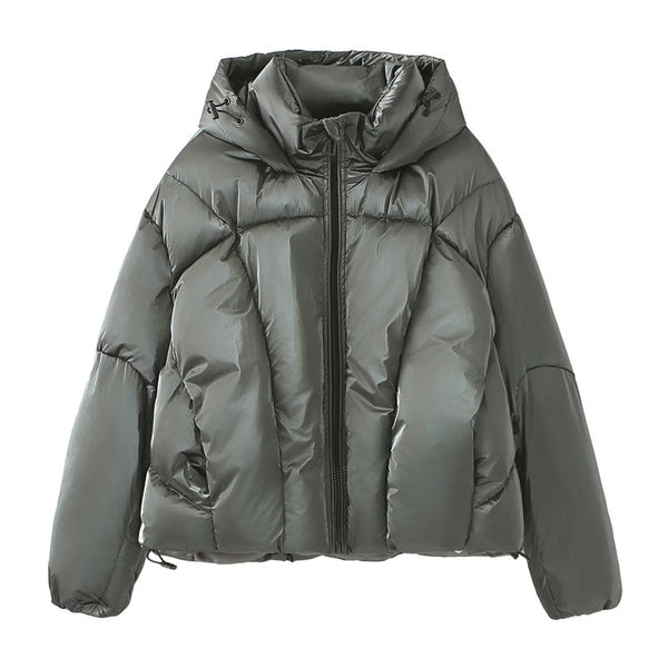 Hooded Loose Metal Technology Coat