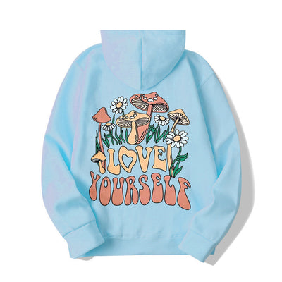 Oversize Loose Mushroom Slogan Hoodie