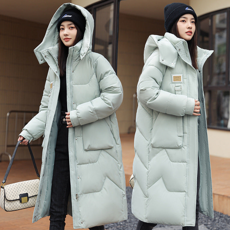 Detachable Hat Women's Mid-length Thickened Coat