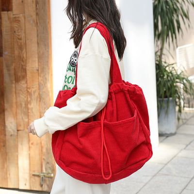 Ins Corduroy Multi-Pocket Shoulder Bag