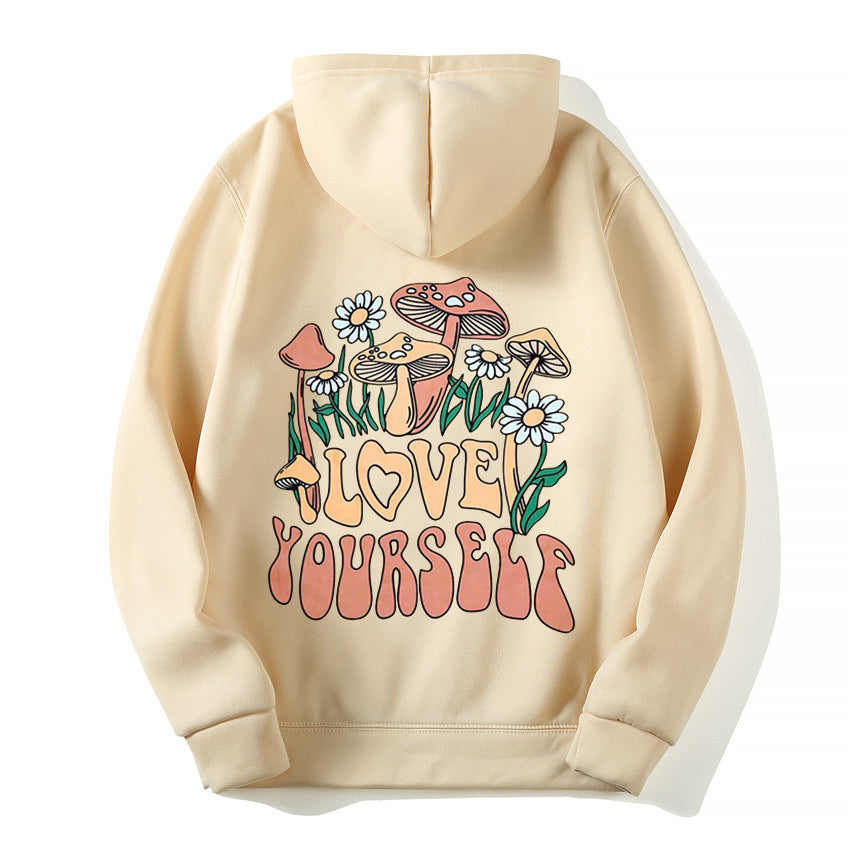 Oversize Loose Mushroom Slogan Hoodie