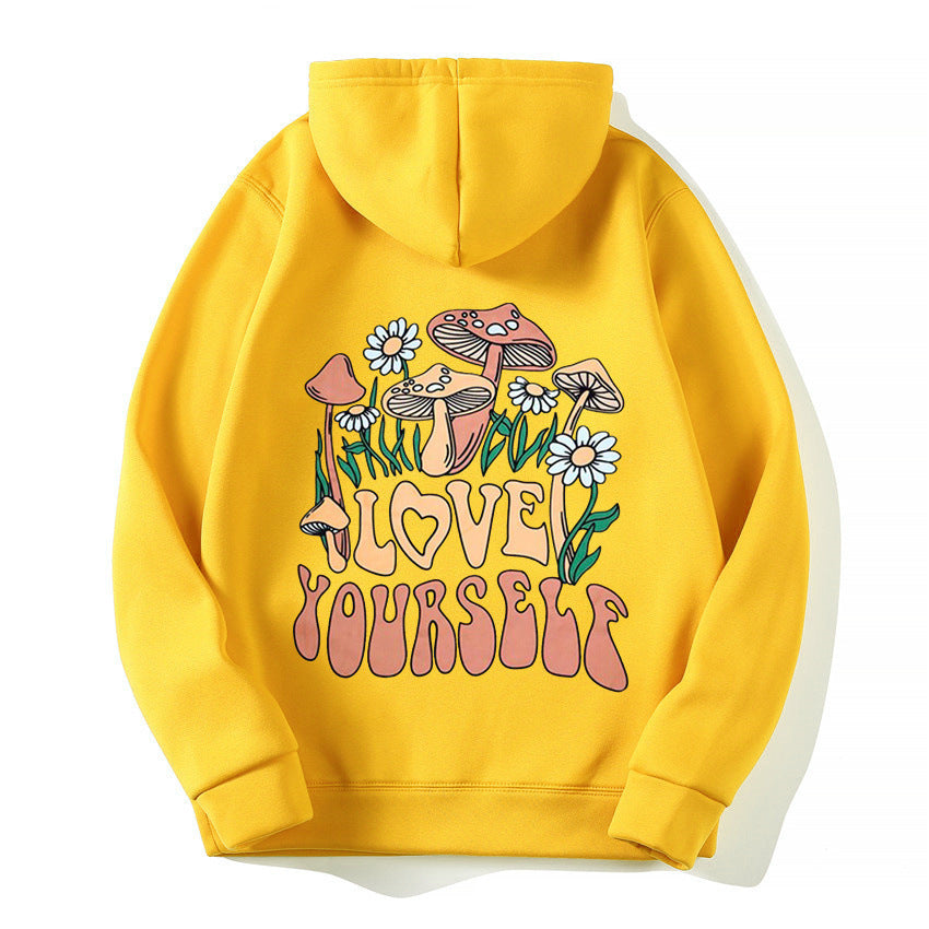 Oversize Loose Mushroom Slogan Hoodie