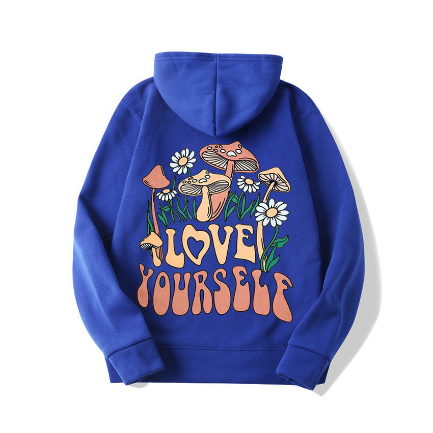 Oversize Loose Mushroom Slogan Hoodie