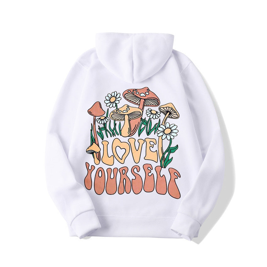 Oversize Loose Mushroom Slogan Hoodie