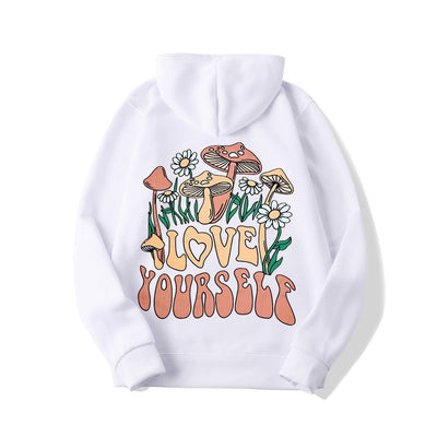 Oversize Loose Mushroom Slogan Hoodie