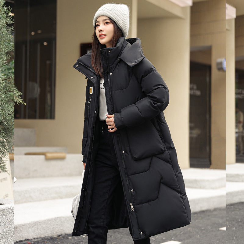 Detachable Hat Women's Mid-length Thickened Coat